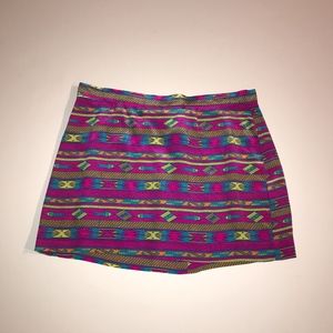 Amanda Uprichard Aztec Print Silk Mini Skirt Large